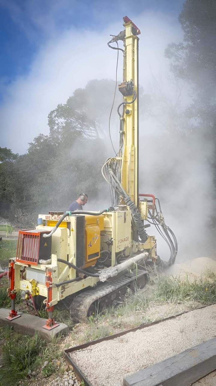 Technicien manœuvrant une machine de forage, Orange 
